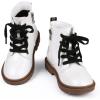 imagePANDANINJIA Christina Boys Girls Short Ankle Boots Fashion Dress Booties Waterproof Combat Shoes with Zipper for Toddler Little KidWhite Glitter