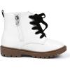 imagePANDANINJIA Christina Boys Girls Short Ankle Boots Fashion Dress Booties Waterproof Combat Shoes with Zipper for Toddler Little KidWhite Glitter