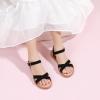 imagePANDANINJIA Elva Girls Sandals Open Toe Cute Flats Dress Sandals Cross Strappy Summer Shoes ToddlerLittle KidBig KidElva Black Nubuck