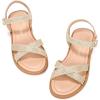 imagePANDANINJIA Elva Girls Sandals Open Toe Cute Flats Dress Sandals Cross Strappy Summer Shoes ToddlerLittle KidBig KidElva Gold Glitter