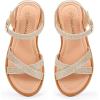 imagePANDANINJIA Elva Girls Sandals Open Toe Cute Flats Dress Sandals Cross Strappy Summer Shoes ToddlerLittle KidBig KidElva Gold Glitter