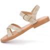imagePANDANINJIA Elva Girls Sandals Open Toe Cute Flats Dress Sandals Cross Strappy Summer Shoes ToddlerLittle KidBig KidElva Gold Glitter