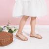 imagePANDANINJIA Elva Girls Sandals Open Toe Cute Flats Dress Sandals Cross Strappy Summer Shoes ToddlerLittle KidBig KidElva Nude Nubuck
