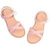 imagePANDANINJIA Elva Girls Sandals Open Toe Cute Flats Dress Sandals Cross Strappy Summer Shoes ToddlerLittle KidBig KidElva Pink Pu