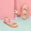 imagePANDANINJIA Elva Girls Sandals Open Toe Cute Flats Dress Sandals Cross Strappy Summer Shoes ToddlerLittle KidBig KidElva Pink Pu