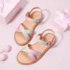 imagePANDANINJIA Elva Girls Sandals Open Toe Cute Flats Dress Sandals Cross Strappy Summer Shoes ToddlerLittle KidBig KidElva Rainbow Glitter