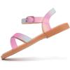 imagePANDANINJIA Elva Girls Sandals Open Toe Cute Flats Dress Sandals Cross Strappy Summer Shoes ToddlerLittle KidBig KidElva Rainbow Glitter
