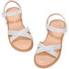 imagePANDANINJIA Elva Girls Sandals Open Toe Cute Flats Dress Sandals Cross Strappy Summer Shoes ToddlerLittle KidBig KidElva Silver Glitter
