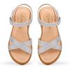 imagePANDANINJIA Elva Girls Sandals Open Toe Cute Flats Dress Sandals Cross Strappy Summer Shoes ToddlerLittle KidBig KidElva Silver Glitter