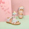 imagePANDANINJIA Elva Girls Sandals Open Toe Cute Flats Dress Sandals Cross Strappy Summer Shoes ToddlerLittle KidBig KidElva Silver Glitter
