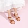 imagePANDANINJIA Elva Girls Sandals Open Toe Cute Flats Dress Sandals Cross Strappy Summer Shoes ToddlerLittle KidBig KidElva Tan Pu