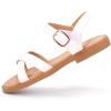imagePANDANINJIA Elva Girls Sandals Open Toe Cute Flats Dress Sandals Cross Strappy Summer Shoes ToddlerLittle KidBig KidElva White Pu