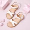 imagePANDANINJIA Elva Girls Sandals Open Toe Cute Flats Dress Sandals Cross Strappy Summer Shoes ToddlerLittle KidBig KidElva White Pu