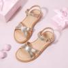 imagePANDANINJIA Elva Girls Sandals Open Toe Cute Flats Dress Sandals Cross Strappy Summer Shoes ToddlerLittle KidBig KidGold