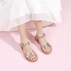 imagePANDANINJIA Elva Girls Sandals Open Toe Cute Flats Dress Sandals Cross Strappy Summer Shoes ToddlerLittle KidBig KidGold
