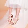 imagePANDANINJIA Elva Girls Sandals Open Toe Cute Flats Dress Sandals Cross Strappy Summer Shoes ToddlerLittle KidBig KidMary Beige Pu