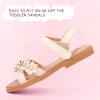 imagePANDANINJIA Elva Girls Sandals Open Toe Cute Flats Dress Sandals Cross Strappy Summer Shoes ToddlerLittle KidBig KidMary Beige Pu