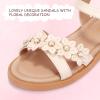 imagePANDANINJIA Elva Girls Sandals Open Toe Cute Flats Dress Sandals Cross Strappy Summer Shoes ToddlerLittle KidBig KidMary Beige Pu