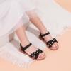 imagePANDANINJIA Elva Girls Sandals Open Toe Cute Flats Dress Sandals Cross Strappy Summer Shoes ToddlerLittle KidBig KidMary Black Glitter