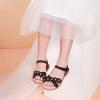 imagePANDANINJIA Elva Girls Sandals Open Toe Cute Flats Dress Sandals Cross Strappy Summer Shoes ToddlerLittle KidBig KidMary Black Glitter