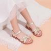 imagePANDANINJIA Elva Girls Sandals Open Toe Cute Flats Dress Sandals Cross Strappy Summer Shoes ToddlerLittle KidBig KidMary Champagne Pu