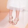 imagePANDANINJIA Elva Girls Sandals Open Toe Cute Flats Dress Sandals Cross Strappy Summer Shoes ToddlerLittle KidBig KidMary Champagne Pu