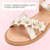 imagePANDANINJIA Elva Girls Sandals Open Toe Cute Flats Dress Sandals Cross Strappy Summer Shoes ToddlerLittle KidBig KidMary Champagne Pu