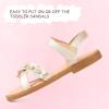 imagePANDANINJIA Elva Girls Sandals Open Toe Cute Flats Dress Sandals Cross Strappy Summer Shoes ToddlerLittle KidBig KidMary Champagne Pu