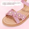 imagePANDANINJIA Elva Girls Sandals Open Toe Cute Flats Dress Sandals Cross Strappy Summer Shoes ToddlerLittle KidBig KidMary Pink Glitter