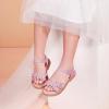 imagePANDANINJIA Elva Girls Sandals Open Toe Cute Flats Dress Sandals Cross Strappy Summer Shoes ToddlerLittle KidBig KidMary Pink Glitter