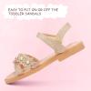 imagePANDANINJIA Elva Girls Sandals Open Toe Cute Flats Dress Sandals Cross Strappy Summer Shoes ToddlerLittle KidBig KidMary Rosegold Glitter