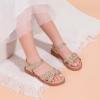 imagePANDANINJIA Elva Girls Sandals Open Toe Cute Flats Dress Sandals Cross Strappy Summer Shoes ToddlerLittle KidBig KidMary Rosegold Glitter