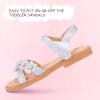 imagePANDANINJIA Elva Girls Sandals Open Toe Cute Flats Dress Sandals Cross Strappy Summer Shoes ToddlerLittle KidBig KidMary Silver Glitter