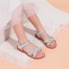 imagePANDANINJIA Elva Girls Sandals Open Toe Cute Flats Dress Sandals Cross Strappy Summer Shoes ToddlerLittle KidBig KidMary Silver Glitter