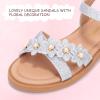 imagePANDANINJIA Elva Girls Sandals Open Toe Cute Flats Dress Sandals Cross Strappy Summer Shoes ToddlerLittle KidBig KidMary Silver Glitter