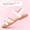 imagePANDANINJIA Elva Girls Sandals Open Toe Cute Flats Dress Sandals Cross Strappy Summer Shoes ToddlerLittle KidBig KidMary White Pu