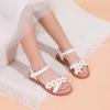 imagePANDANINJIA Elva Girls Sandals Open Toe Cute Flats Dress Sandals Cross Strappy Summer Shoes ToddlerLittle KidBig KidMary White Pu