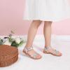 imagePANDANINJIA Elva Girls Sandals Open Toe Cute Flats Dress Sandals Cross Strappy Summer Shoes ToddlerLittle KidBig KidSilver