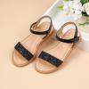 imagePANDANINJIA Gina Girls Sandals Open Toe Summer Flats Dress Sandals Shoes ToddlerLittle KidBig KidBlack Sequin New