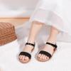 imagePANDANINJIA Gina Girls Sandals Open Toe Summer Flats Dress Sandals Shoes ToddlerLittle KidBig KidBlack Sequin New