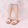 imagePANDANINJIA Gina Girls Sandals Open Toe Summer Flats Dress Sandals Shoes ToddlerLittle KidBig KidElla Beige Pu