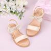 imagePANDANINJIA Gina Girls Sandals Open Toe Summer Flats Dress Sandals Shoes ToddlerLittle KidBig KidElla Beige Pu