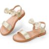 imagePANDANINJIA Gina Girls Sandals Open Toe Summer Flats Dress Sandals Shoes ToddlerLittle KidBig KidElla Gold Pu