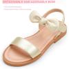 imagePANDANINJIA Gina Girls Sandals Open Toe Summer Flats Dress Sandals Shoes ToddlerLittle KidBig KidElla Gold Pu