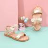 imagePANDANINJIA Gina Girls Sandals Open Toe Summer Flats Dress Sandals Shoes ToddlerLittle KidBig KidElla Gold Pu