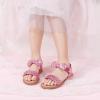 imagePANDANINJIA Gina Girls Sandals Open Toe Summer Flats Dress Sandals Shoes ToddlerLittle KidBig KidElla Pink Sequin