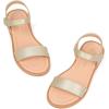 imagePANDANINJIA Gina Girls Sandals Open Toe Summer Flats Dress Sandals Shoes ToddlerLittle KidBig KidGold Pu