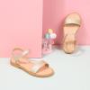 imagePANDANINJIA Gina Girls Sandals Open Toe Summer Flats Dress Sandals Shoes ToddlerLittle KidBig KidGold Pu