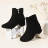 imagePANDANINJIA Girls Ankle Boots Side Zipper Toddler Little Big Kid Girls Dress BootsBlacksuede