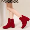 imagePANDANINJIA Girls Ankle Boots Side Zipper Toddler Little Big Kid Girls Dress BootsRedsuede